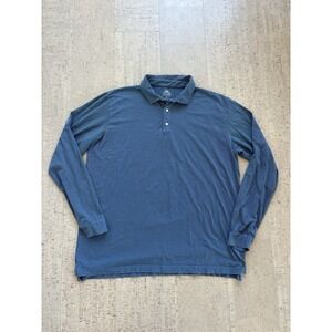 Peter Millar Mountainside Polo Shirt Mens XL Blue Stripe Long Sleeve Cotton